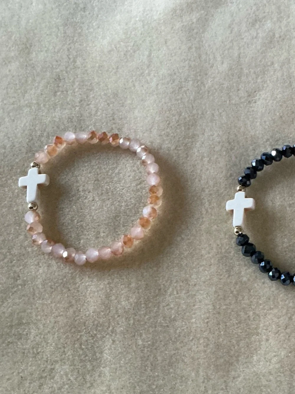 Stretch Bracelet Set with Cross Charm - set of 2